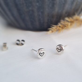 Mini Sterling Silver Heart Stud Earrings, 7 of 8