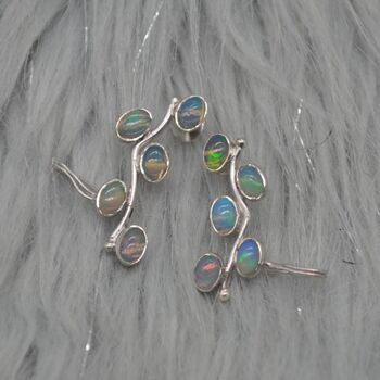 Fire Opal Silver Earrings: October Birthstone, 3 of 7