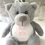Personalised Born In 2026 Grey Teddy Bear – New Baby Arrival Gift, thumbnail 3 of 8