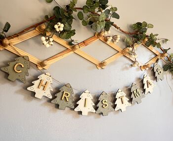 Personalised Wooden Christmas Bunting Charming Seasonal Garland For Home Decor, 6 of 12