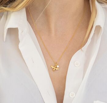 Gold Vermeil Bee Necklace With Birthstone Charm, 7 of 12