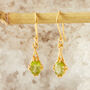 Green Peridot Gold Plated Silver Antique Style Earrings, thumbnail 1 of 11