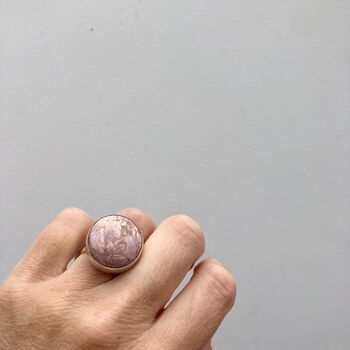 Rhodochrosite Pink Gemstone Ring Set In Sterling Silver, 5 of 8