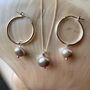 Silver Hoop Earrings With Grey Pearls, thumbnail 2 of 4