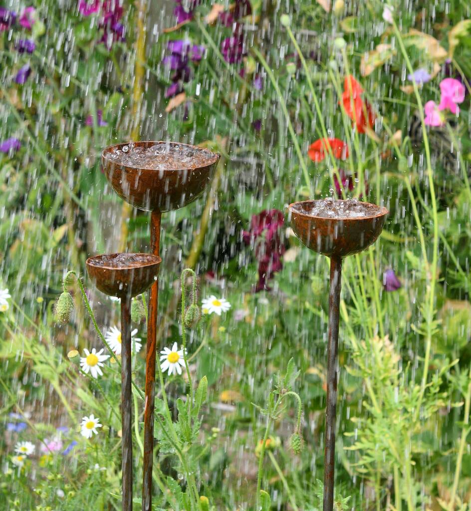 Metal Garden Ornament Rain Catchers, 1 of 5