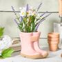 Personalised Small Pink Welly Boots Planter, thumbnail 1 of 8