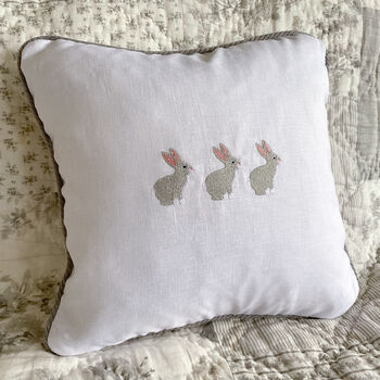 Children's Rabbit Embroidered Nursery Cushion, 5 of 5