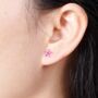 Pink Tourmaline October Birthstone 925 Silver Stud Earrings, thumbnail 5 of 9