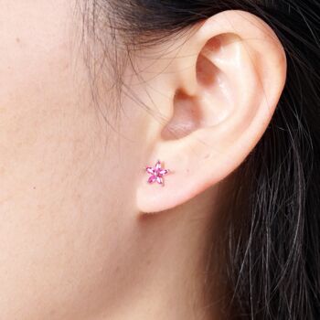 Pink Tourmaline October Birthstone 925 Silver Stud Earrings, 5 of 9