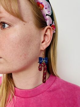 Candy Cane Glitter Resin Christmas Earrings / Festive Jewellery / Christmas Gift, 9 of 9
