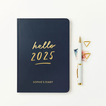 Personalised Hello 2025 Weekly Diary, 2 of 10