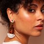 Rio Tortoiseshell And White Fan – Art Deco Acrylic Statement Dangle Earrings, thumbnail 3 of 5