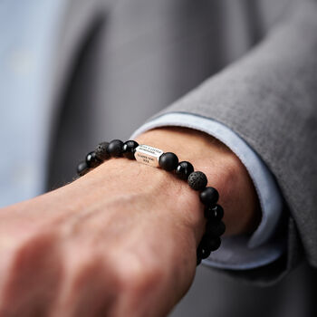 Personalised Men's Sterling Silver And Black Onyx Bead Tally Year Bracelet, 2 of 4