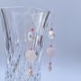 Rose Pink Quartz Pearl Sterling Silver Dangle Earrings, thumbnail 1 of 3