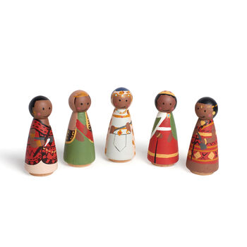 Five Iconic African Queens Wooden Peg Dolls Gift Set, 2 of 4