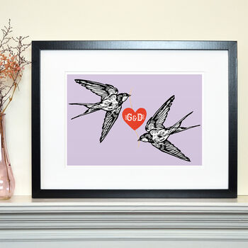 Personalised Lovebirds Gift Print, 7 of 7