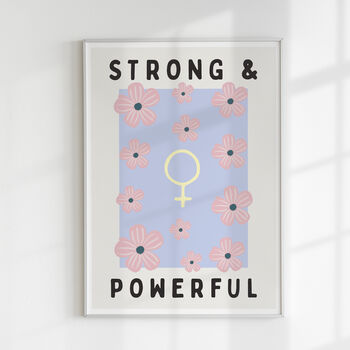Feminist Floral Strong And Powerful Nursery Print, 3 of 4