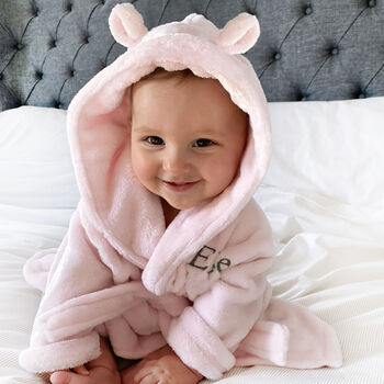 Personalised Soft Baby/Child's Dressing Gown In Pink, 4 of 12