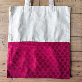 Colourful Half Sari Cotton Tote Bags, Fair Trade Shopping Bag Handmade In India, 5 of 12