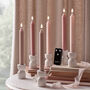 Six Fluted Pink Tru Glow® Battery LED Taper Candles, thumbnail 2 of 5