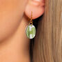 Olive Green Abstract Circular Earrings • Gold Plated Sterling Silver Hooks, thumbnail 2 of 8