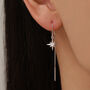 Sterling Silver Cz Starburst U Shape Threader Earrings, thumbnail 1 of 11