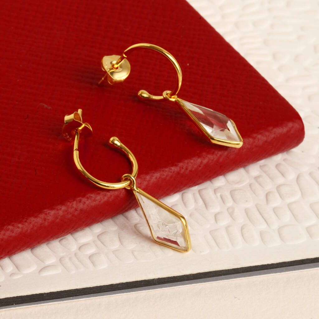 Gold Vermeil Gemstone Kite Hoop Earrings By Holly Blake