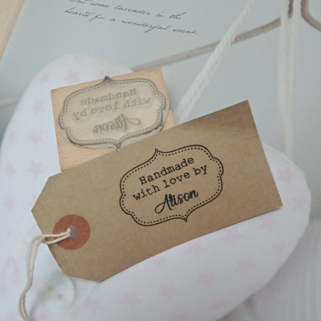 'Handmade By' Personalised Stamp By Pretty Rubber Stamps