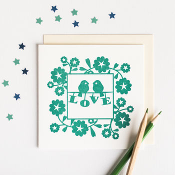 Lovebirds Wedding Anniversary Card Emerald Green, 2 of 9