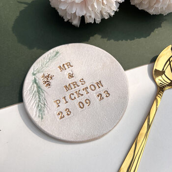 Forest Theme Mr And Mrs Set Of Two Wedding Coasters, 3 of 5