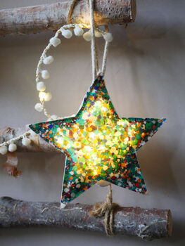 Liberty Print Fairy Light Star Tree Decoration, 6 of 6