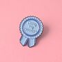 Doing My Okayest Award Blue Rosette Enamel Pin Badge, thumbnail 1 of 5