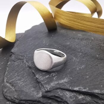 Silver Textured Signet Ring, 6 of 7