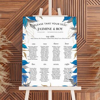 Blue And Gold Wedding Table Plan, 3 of 4