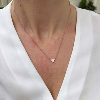 Small Triangle Necklace Rose Or Gold Plated 925 Silver, 2 of 6