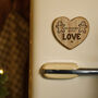 'Seasoned With Love' Christmas Oak Heart Magnet, thumbnail 1 of 2