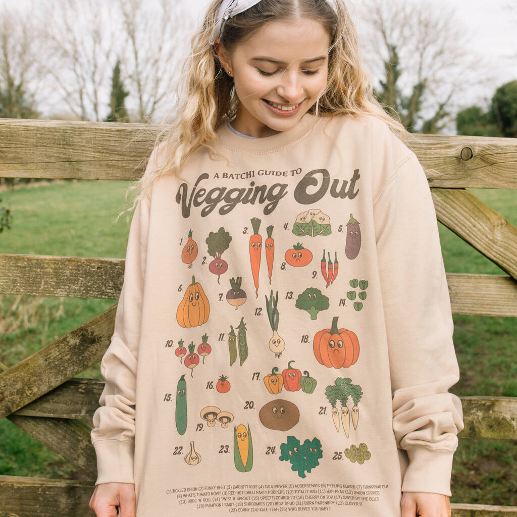 Vegging Out Women's Vegetable Guide Sweatshirt, 1 of 5