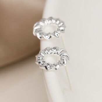 Sterling Silver Twisted Karma Circle Stud Earrings, 3 of 5