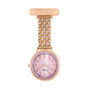 Pink Mother Of Pearl And Rose Gold Link Chain Fob Watch, thumbnail 2 of 6