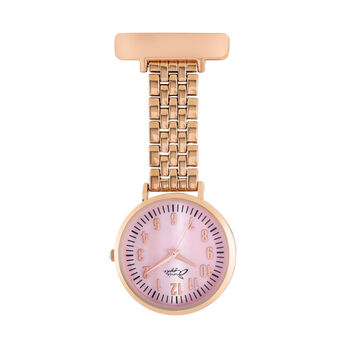 Pink Mother Of Pearl And Rose Gold Link Chain Fob Watch, 2 of 6