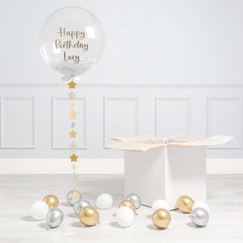 Personalised Gold And Silver Star Bubble Balloon, 2 of 2