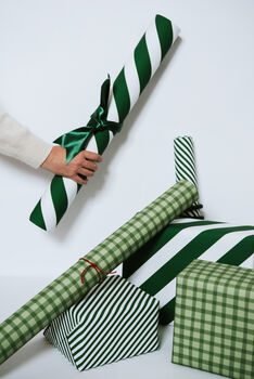 Green Candy Stripe Luxury Wrapping Paper, 2 of 7