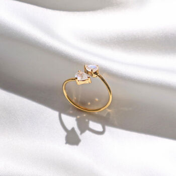 Moonstone Teardrop Gold Plated Adjustable Ring, 2 of 7