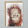 Orangutan Art Greeting Card, thumbnail 2 of 2