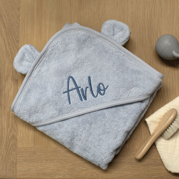 Personalised Hooded Towel In Powder Blue, 4 of 5