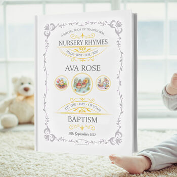 Personalised Baby Baptism Gift Book Of Nursery Rhymes, 9 of 9