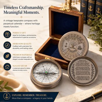 Personalised Three Inches 41st Birthday 100 Year Calendar Compass, 10 of 12