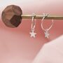 Delicate Star Dangle Hoop Earrings Sterling Silver, thumbnail 1 of 7