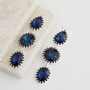 Midnight Blue Triple Drop Crystal Earrings, thumbnail 3 of 3
