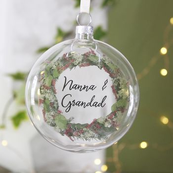 Grandparent Wreath Glass Christmas Bauble Gift, 2 of 3